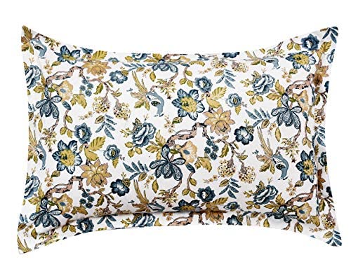 Image of COZY FURNISH Printed 2 Piece Cotton Pillow Covers Set of 2-18 inchx 27 inch, Multicolor (WhiteBlue)