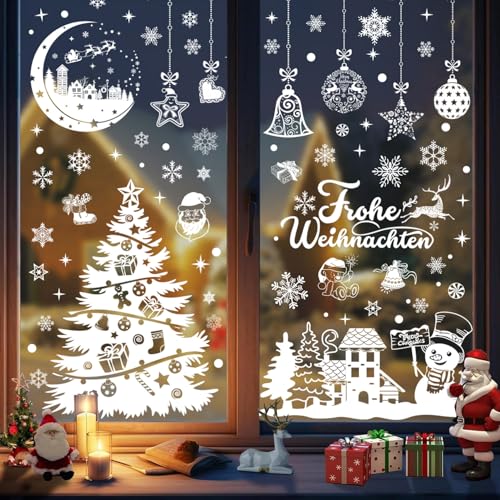 10 Blatt Fensterbilder Weihnachten Selbstklebend, Weihnachtsdeko...
