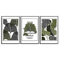 3 Piece Framed Canvas Wall Art Green Leaves Canvas Prints Home Artwork Decoration for Living Room,Bedroom - 16