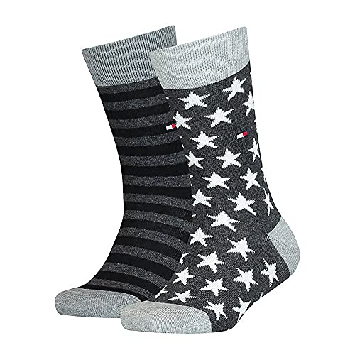 Tommy Hilfiger Stars and Stripes Kid's Socks (2 Pack) Calcetines, Negro, 35/38 (Pack de 2) Unisex Niños