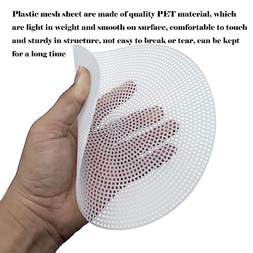 Image of Allazone 58 PCS Mesh Plastic Canvas Sheets 5 Size Round Clear Plastic Canvas for DIY Crafts Embroidery Cross Stitch, Acrylic Yarn Crafting, Knit and Crochet Projects