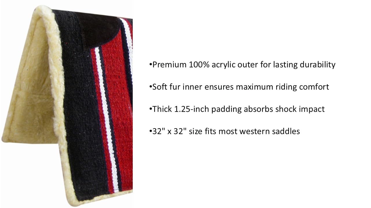 Western - Cojín para silla de montar (32 x 32 cm, 3,8 cm), color rojo