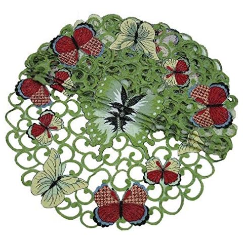 Xia Home Fashions Butterflies Embroidered Cutwork Spring Doilies, 8-Inch Round, Set of 4 Cover