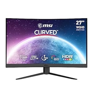 MSI G27CQ4DE E2 27 Zoll (69cm) Gaming Monitor, WQHD (2560×1440), Curve 1500R, 170 Hz, 1ms, VA, HDR Ready, FreeSync Premium, HDMI 2.0b, schwarz