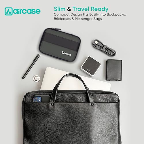 Image of AirCase Rugged Hard Drive Case for 2.5-inch Western Digital, Seagate, Toshiba, Portable Storage Shell for Gadget Hard Disk USB Cable Power Bank Mobile Charger Earphone, Waterproof (Grey)