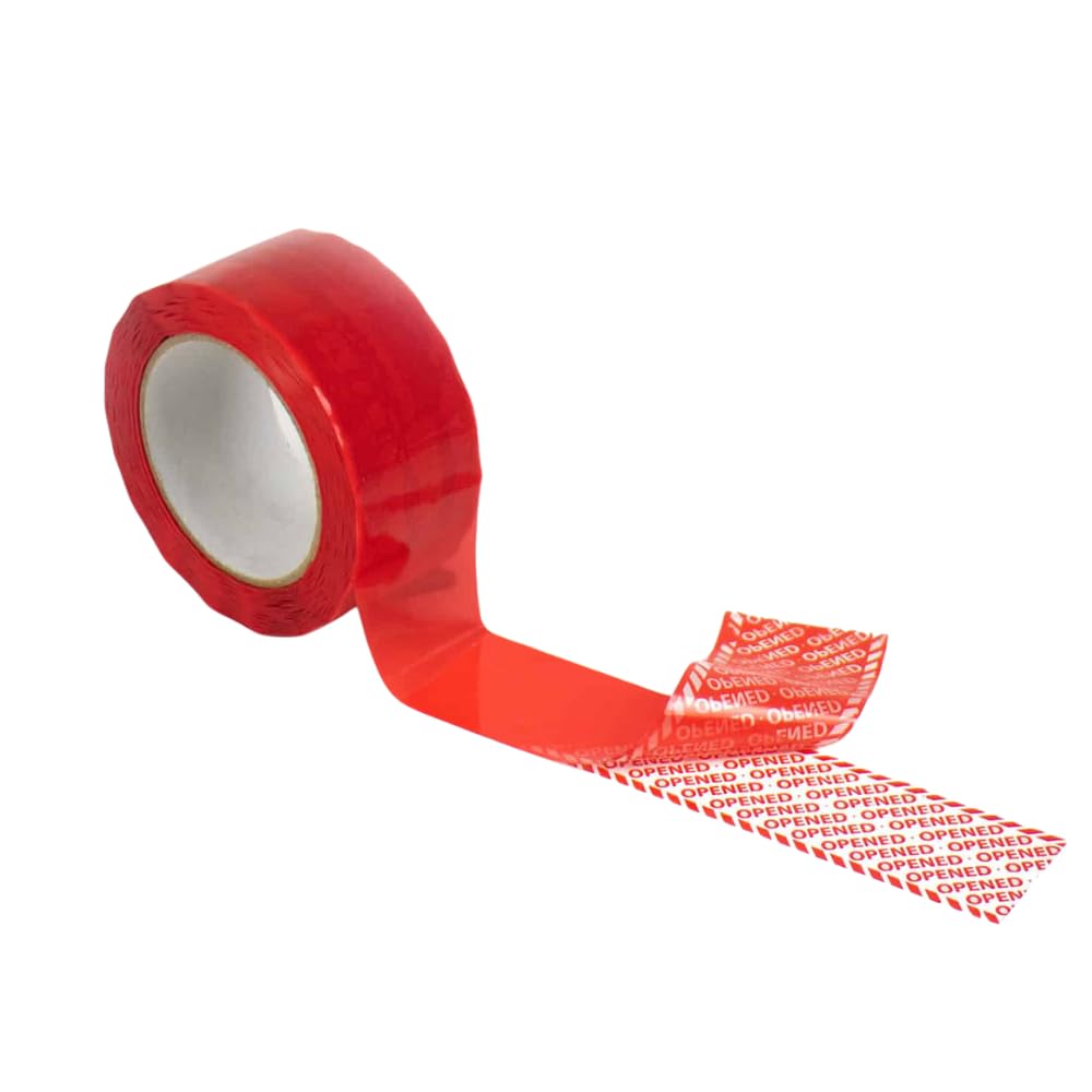 US PACK SMART Tamper Evident Red Security Tape, “Opened” Message, TSA-CCSP Compliant, Dry Peel, High-Adhesion for Boxes, Plastic, Wood, Recycled