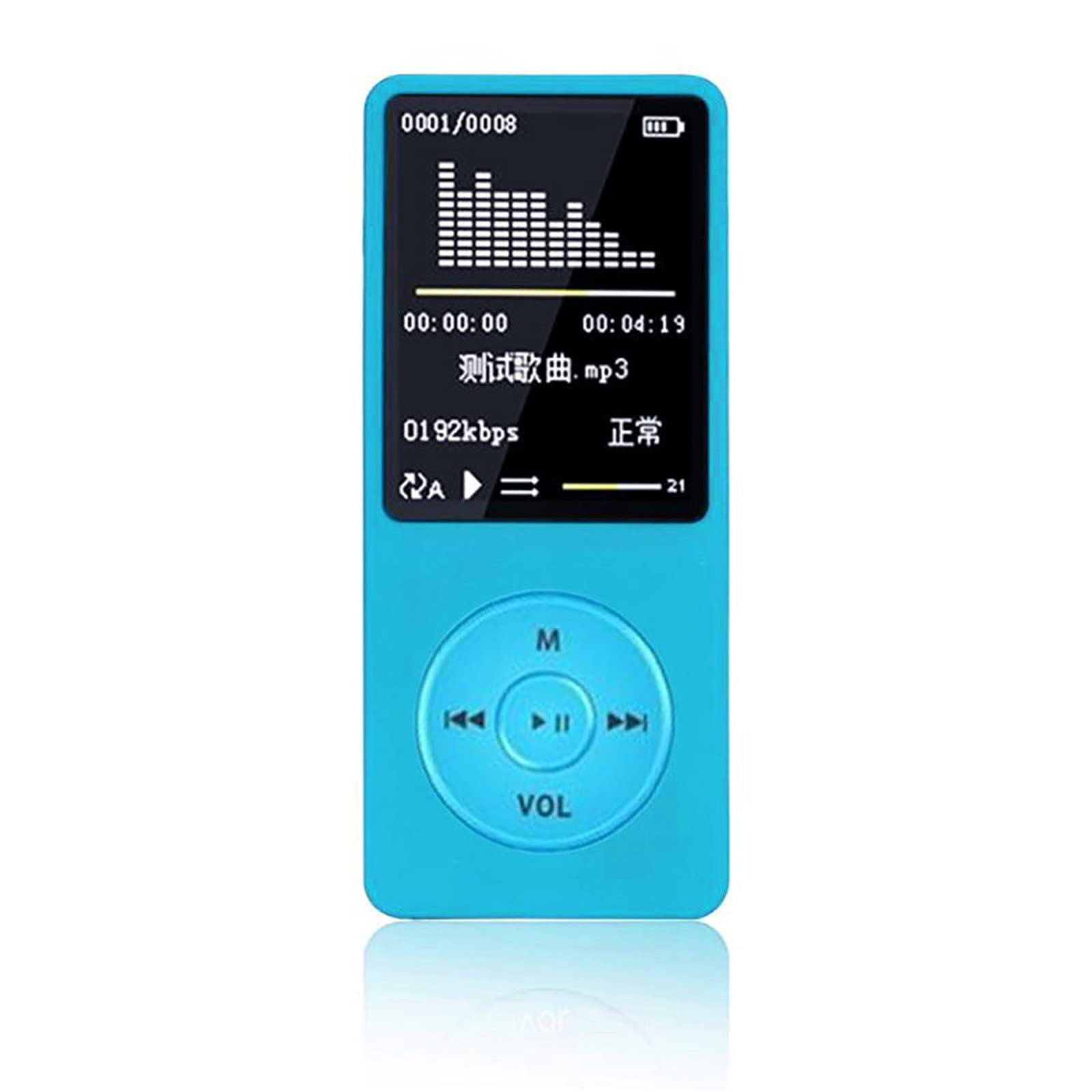 Blue Mp4 Player with Headphone 70 Hours Playback Up to 128GB Mp3 Player for Sports Travelling Portable Music
