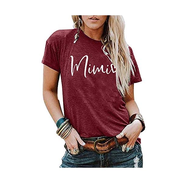 KIDDAD-Mimi-Shirt-Womens-Mimi-Heart-Graphic-Print-T-Shirt-for-Grandma-Casual-Short-Sleeve-Tee-Top KIDDAD Mimi Shirt Womens Mimi Heart Graphic Print T Shirt for Grandma Casual Short Sleeve Tee Top Red