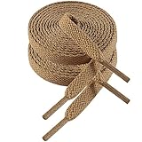 VSUDO 54 Inch Flat Tan Shoe Laces for Sneakers, Tan Shoelaces for Sneakers, Tan Shoe Strings for Sneakers, Bronze Replacements Sneakers Shoe Laces for Women or Men (2 Pairs-Tan-137CM)