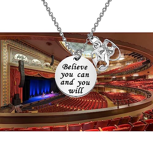 Image of BAUNA Actor Gifts for Theatre Tragedy Comedy Mask Thespian Mask Charm Bracelet Musical Theatre Gift for Actor Acting Director Theater with Inspirational Quote
