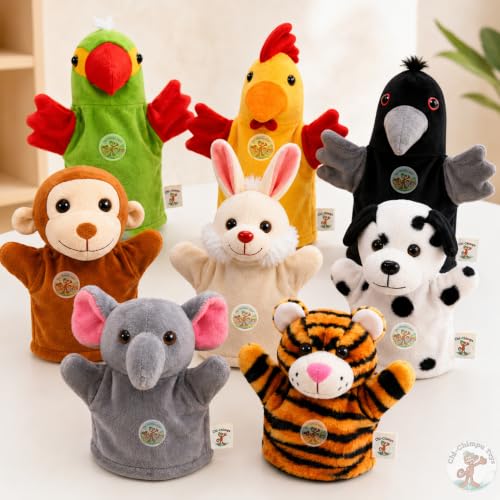 Image of Pack of 25 Animal Hand Puppets for Kids, Soft Plush Puppet Set, Educational Storytelling Toys, Role Play Learning Toys, Preschool Classroom Teaching Aids, Birthday Gift for Boy & Girls