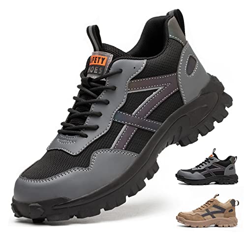 JUDBF Chaussures de Sécurité Hommes Femmes Confortable Respirante Chaussures de Travail Embout Acier Antiderapante Basket Securite 137,Noir 43