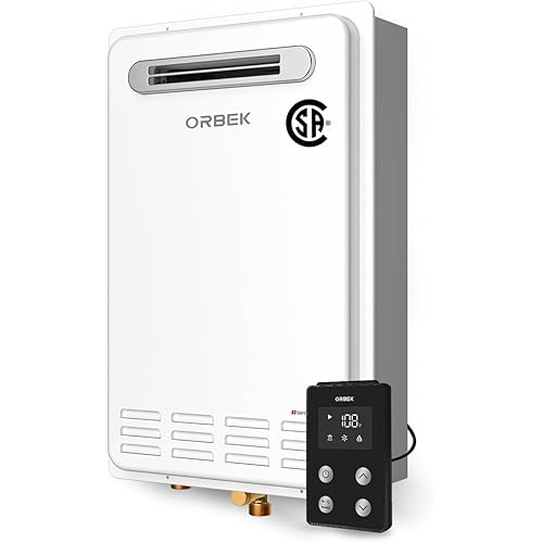 Natural Gas Tankless Water Heater - ORBEK 120,000 BTU Up to 5.1 GPM Outdoor Installation - CSA Certified On-Demand Instant hot Water Heater 3/4" NPT Connector Size