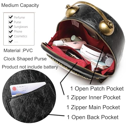 Image of Women PVC Clock Shaped Handbag Crossbody Shoulder Bag Clock Purse