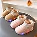 Toddler Velvet Thick Light Up Ankle Boots Fashion Cute Lightweight Non Slip Cotton Warm Shoes Water Proof Shoes Boys (Khaki, 7.5 Toddler)