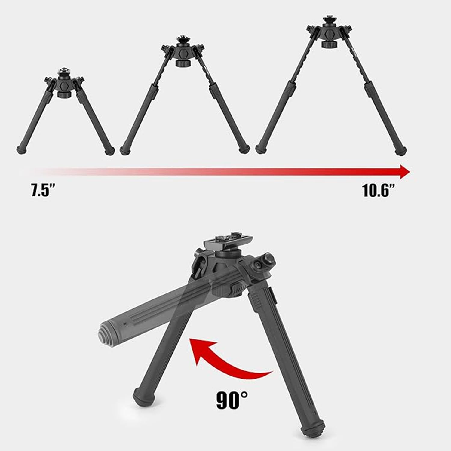 Rifle Bipod Mlok Picatinny Testa a sgancio rapido con rotazione a 360 gradi 6 altezze regolabili Bipod
