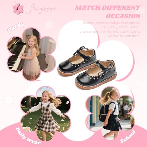 Image of Flaryzone Toddler Little Girl Mary Jane School Uniform Oxfords Flat Dress Shoes
