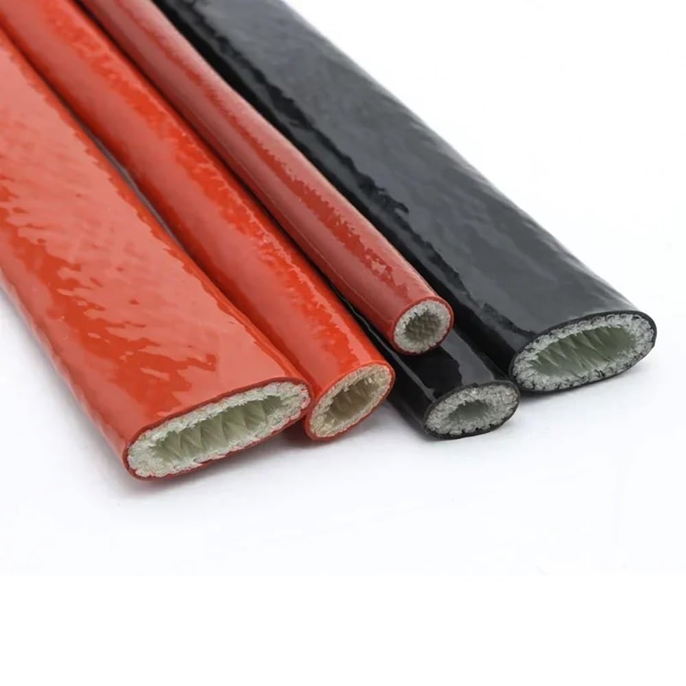 Ognioodporny rękaw z włókna szklanego o wysokiej temperaturze 1M - pokryty silikonem, odporny na ciepło do 300°C, trudnopalny, 1 szt.(Black,20mm)