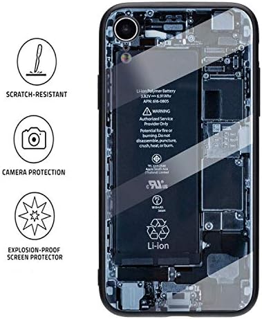 Kplvet iPhone-Xr Case,Tempered Glass Mirror Glossy iPhone Disassembling Pattern Top Feel Soft TPU Bumper Frame Protective Phone-Case for 6.1 Xr,Street Fashion iPhone Designer Basic Phone Cover(Chaiji)