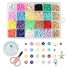 Heishi Kralen Armband Ketting Maken Kit, 3600stks 15 Kleuren 6mm Vinyl Disc Kralen Platte Ronde Handgemaakte Polymeer…