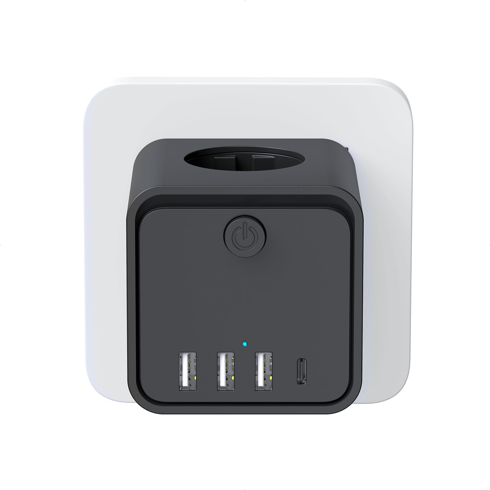 Cubo Enchufe USB 7 en 1，Ladron Enchufes Plano Múltiple con 3 Tomas Regleta Cubo,3 USB A 1 USB C, Enchufe Multiple Pared con Interruptor, Enchufe para Oficina, Cocina y Habitación