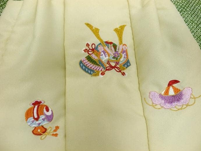 七五三 3歳男の子着物(被布コート)セット黄クリーム系 刺繍入りd8395