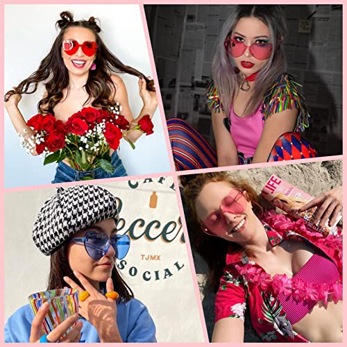 JASPIN Heart Sunglasses for Women Rimless Transparent Heart Shaped Sunglasses Colorful Eyewear for Party Halloween Costume2