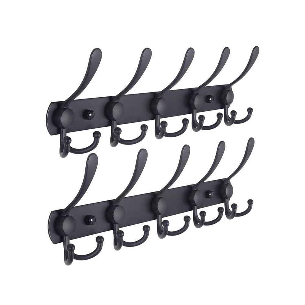 ZTHYSHOZ Coat Hooks Coat Rack Wall Mount 8-Tri-Hooks Heavy Duty Hanger Rail Hooks for Hanging Coats Hats Clothing Cloth
