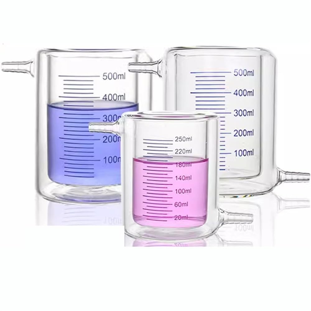 Dwuścienna szklana zlewka laboratoryjna z oznaczeniami 10/25/50/100/150/250/500 ml Sprzęt laboratoryjny