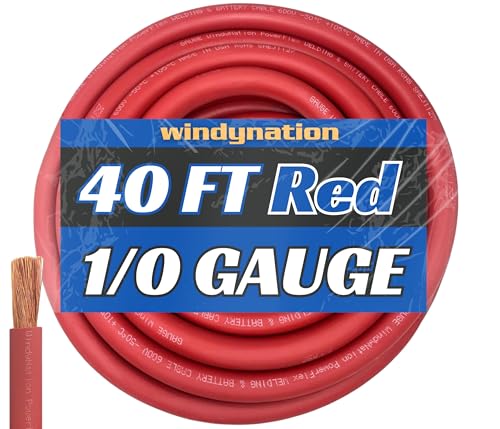 Image of WNI 1 /0 Gauge 40 Feet Red 1 /0 AWG Ultra Flexible Welding Battery Copper Cable Wire - Made in The USA - Car, Inverter, RV, Solar