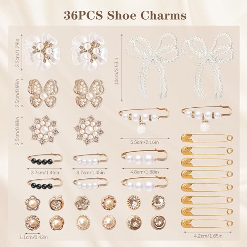 36PCS Shoes Charms for Sneakers Women - Durable Socks Bag Purse Decoration Charms for Fashion Girls Teens, Easy to Clip on Sneakers/Lace Accessories2