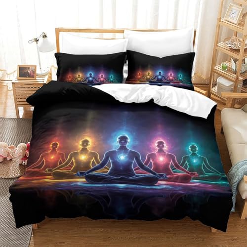 Housse de couette fermeture éclair anti-acarien imprimé 3D méditation