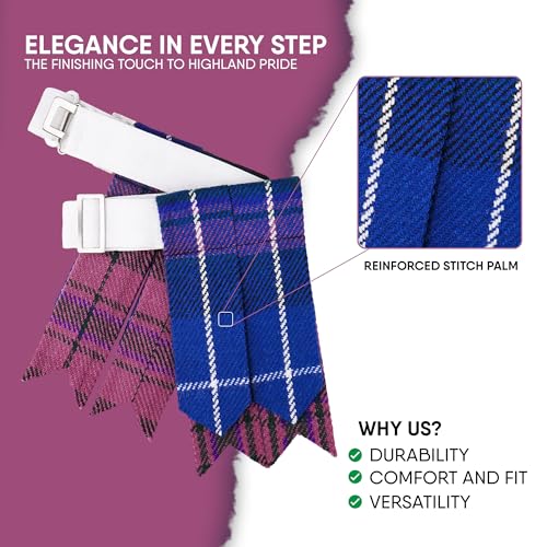 Men’s Kilt Flashes with Adjustable Buckle – Plain & Tartan Kilt Sock Garters – Acrylic Wool Highland Wear2