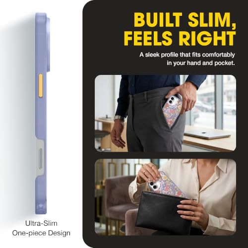 Image of OtterBox iPhone 16 Plus - Symmetry Series Slim MagSafe Case - Floral Purple | 3X Military Drop Protection - Slim - Shockproof - Pocket-Friendly - Raised Edges - Anchor Points - Non-Retail Packaging
