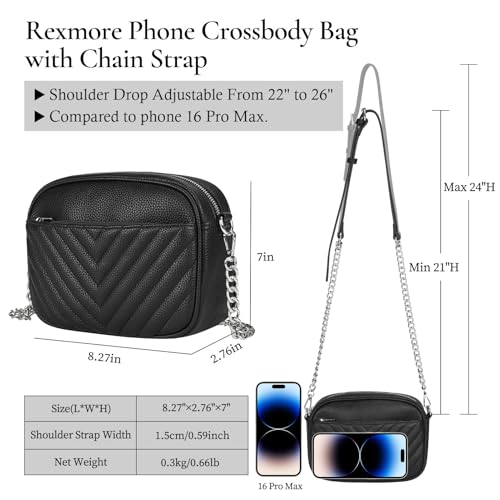 Image of Rexmore Phone Crossbody Bag with Chain Strap, Lightweight Vegan Leather Shoulder Purse for women