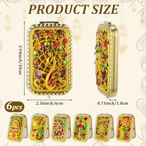 Set de 6 espejos vintage peacock rectangulares dorados miniatura 2