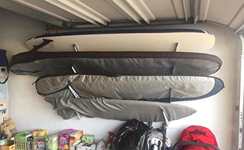 Image of StoreYourBoard Surfboard Wall Mount Rack, Holds 4 Boards, Padded Arms