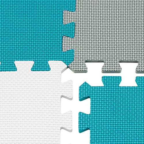 Yostrong® 18 Tiles Puzzle Play Mats For Floor | Interlocking Puzzle Foam Baby Play Mat For Playing - Eva Babies Crawling Mat. White, Gray, Dark Green. Yoc-Alpb18N #TOP4