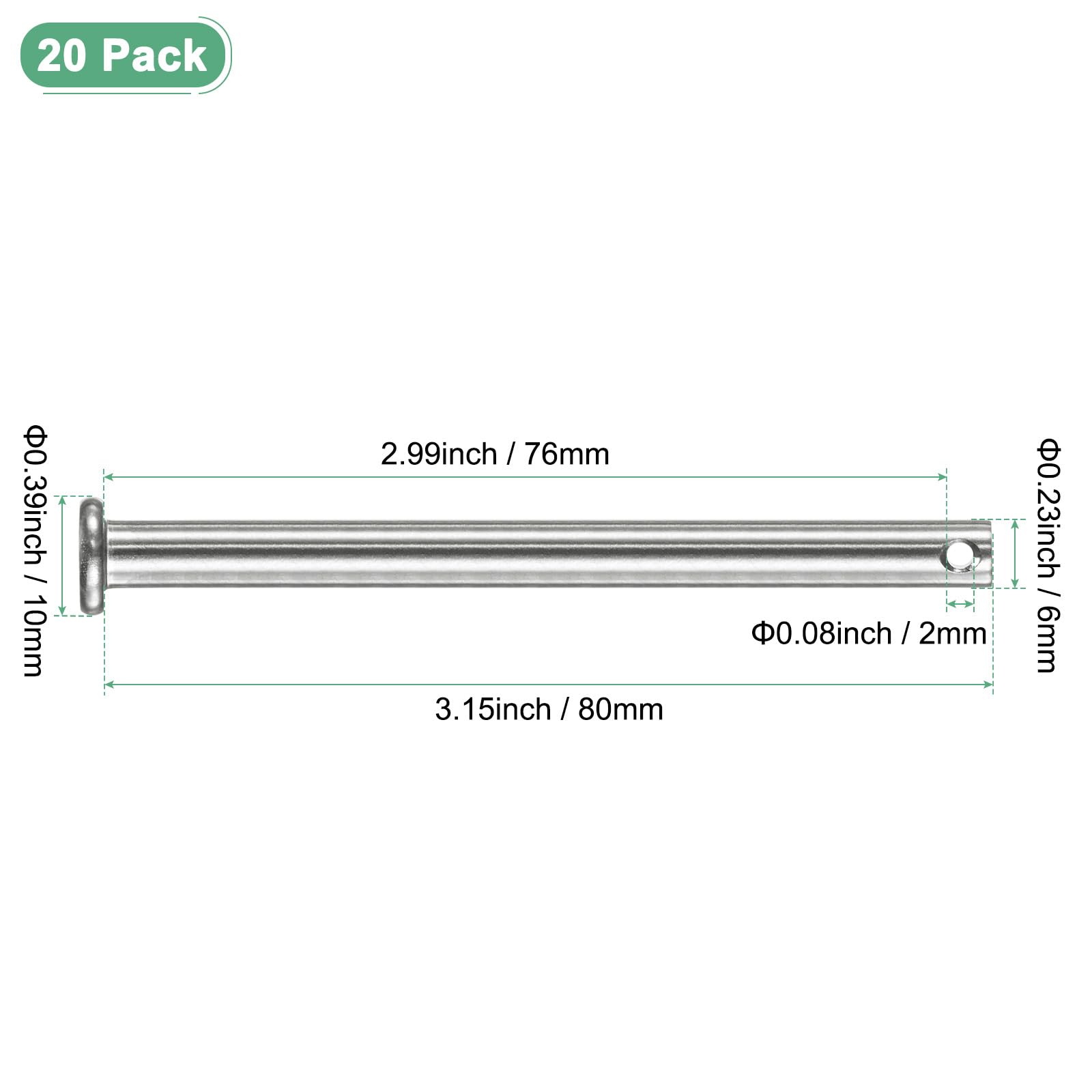 M METERXITY 20-Pack Single Hole Clevis Pins - Image 3