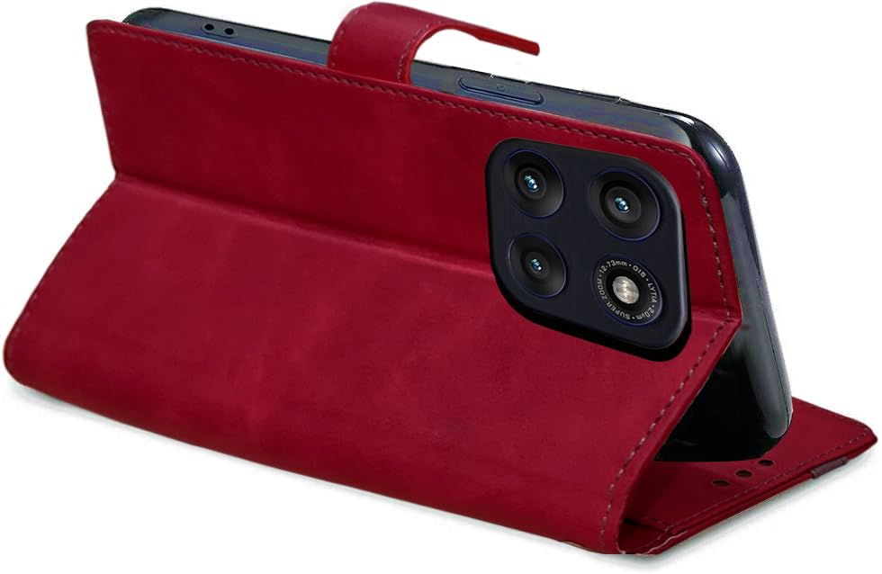 Image of Excelsior Flip Case for Motorola Moto Edge 60 Pro | Premium PU Leather | Full Protection (Red)