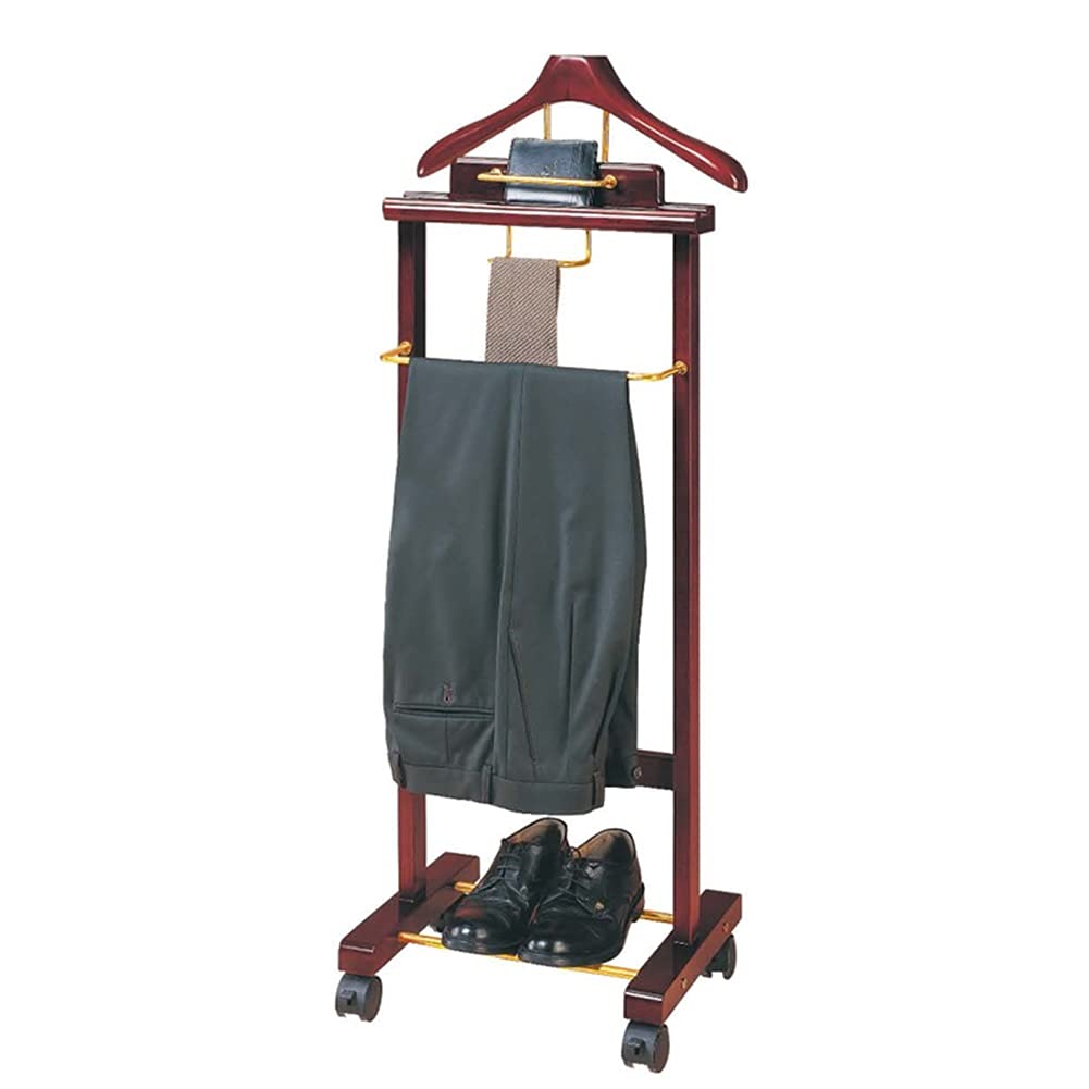 YNBSHGAA Wooden Clothes Rack Wardrobe Valet Stand Suit Garment Valet Stand for Hotels Dormitory Office 17 Styles,Style#a