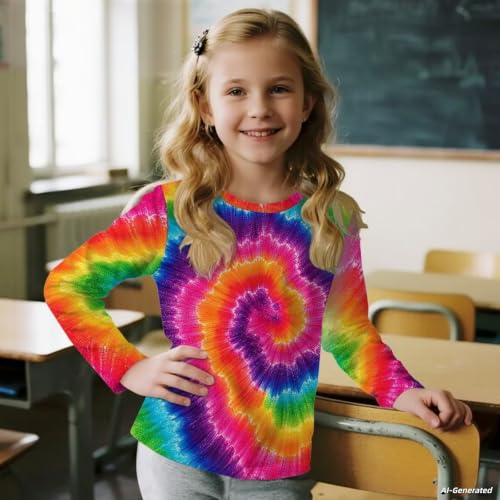 Image of Renewold Boys Girls Tees Kids T-Shirt Long Sleeve Crewneck T Shirts Casual Athletic Tops Clothing for Home School Travel