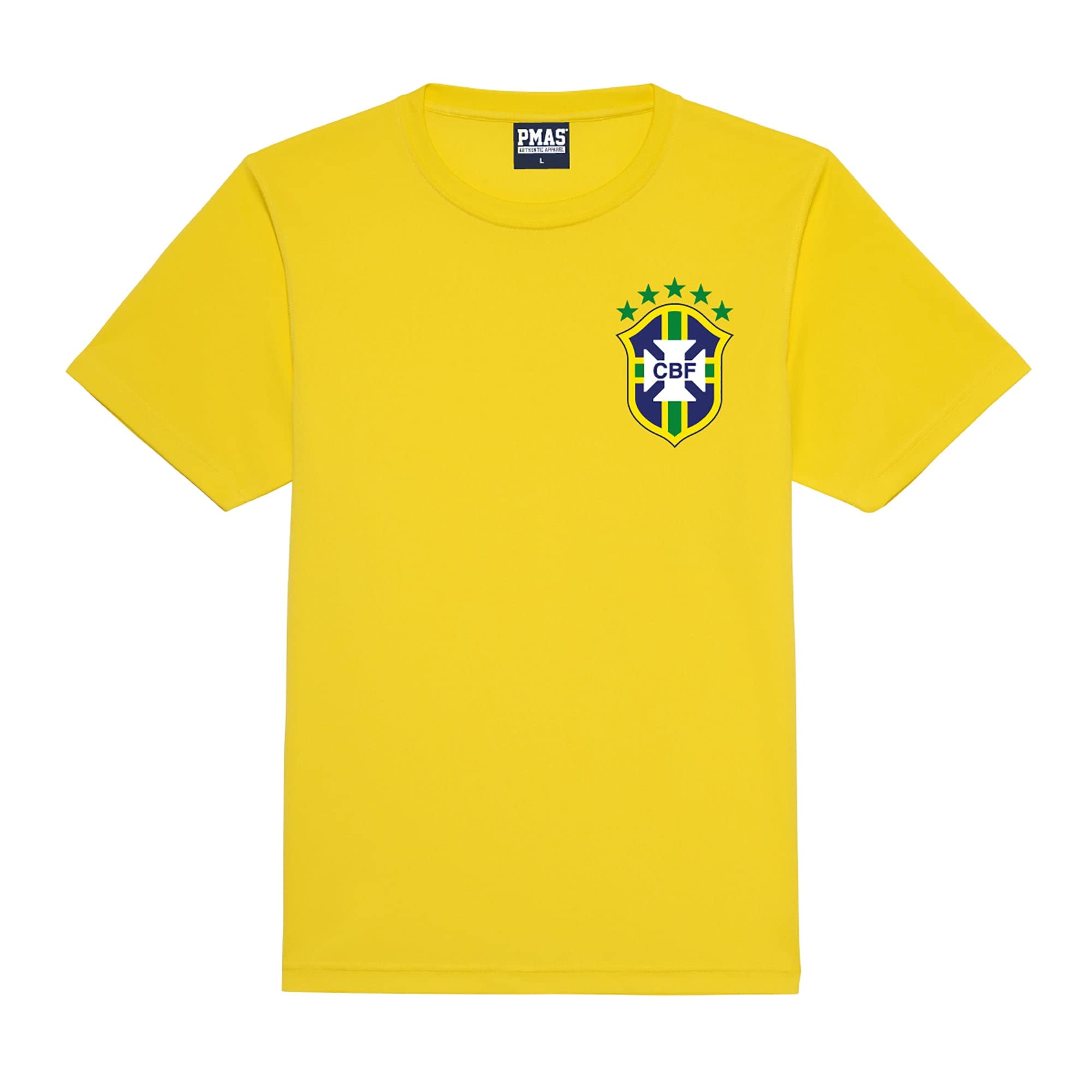 Personalised Brazil Retro Style Home Yellow Football Shirt for Boys and Girls Best Birthday Gift for Children and Unisex Kids Playwear for 3 to 13 Year Old Kids