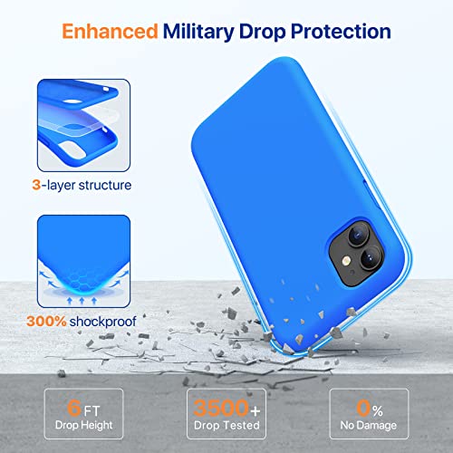 Miracase Liquid Silicone Phone Case Compatible With Iphone 11 6.1 Inch(2019), Gel Rubber Full Body Protection Shockproof Cover Case Drop Protection Case (Mediterranean Blue) #TOP3
