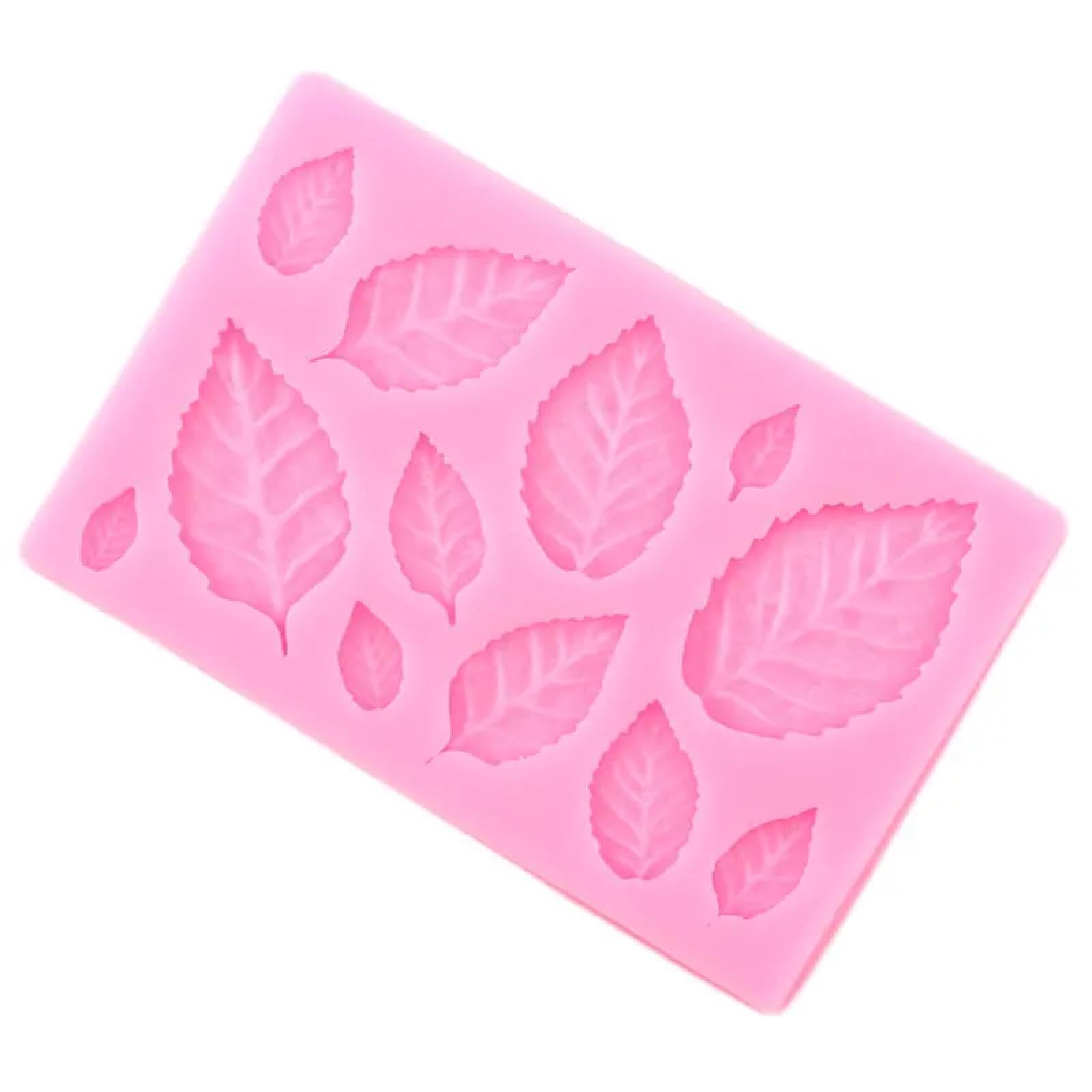 Stampo in silicone a forma di foglia per fondente con fiori di rosa
