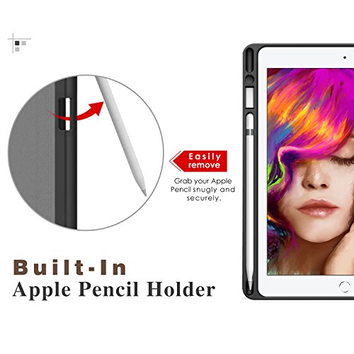 Moko Case Fit Ipad Pro 9.7 With Apple Pencil Holder - Slim Lightweight Smart Shell Stand Cover Case With Auto Wake/Sleep Fit Apple Ipad Pro 9.7 Inch 2016 Tablet, Black #TOP4