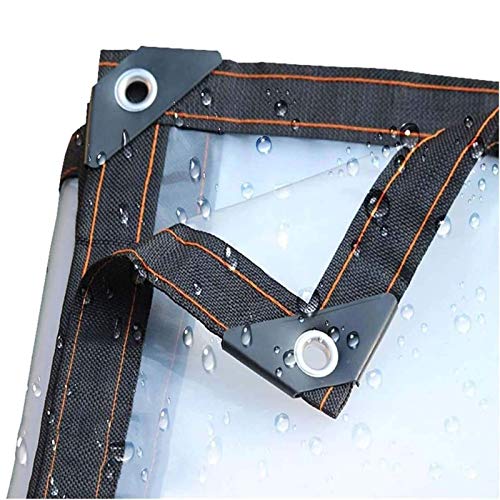 Lona impermeable transparente de 7 x 7 pies con ojales plásticos resistentes para techos 2