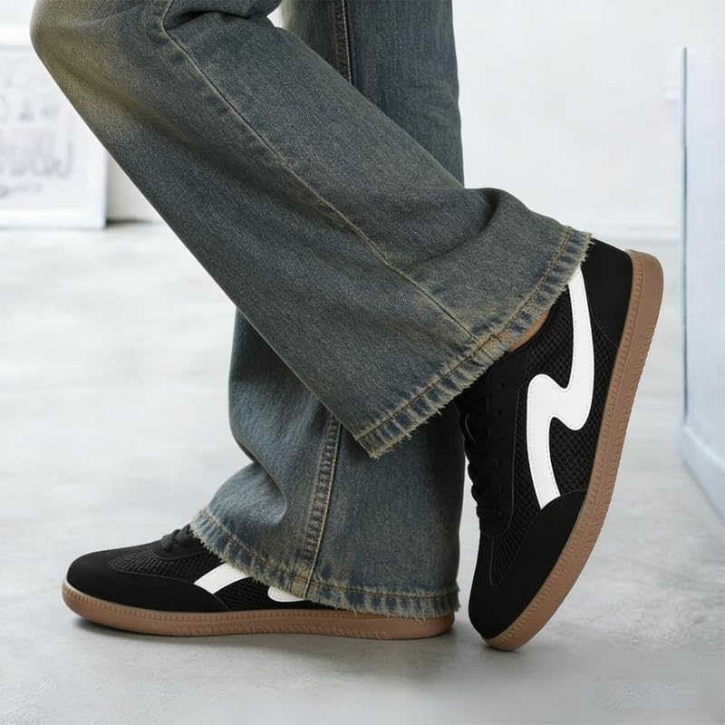 Etebella Sneakers for Women Retro Casual Sneakers Fashion Lightweight Walking Shoes with Removable Insole Non-Slip Spring Training Shoes Lace-Up Trendy Tennis Footwear