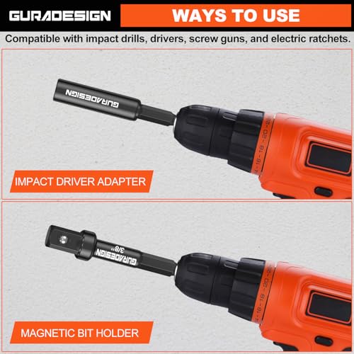 GURADESIGN 9 Piece Impact Drill Socket Adapter Set with Universal Joints - Image 5