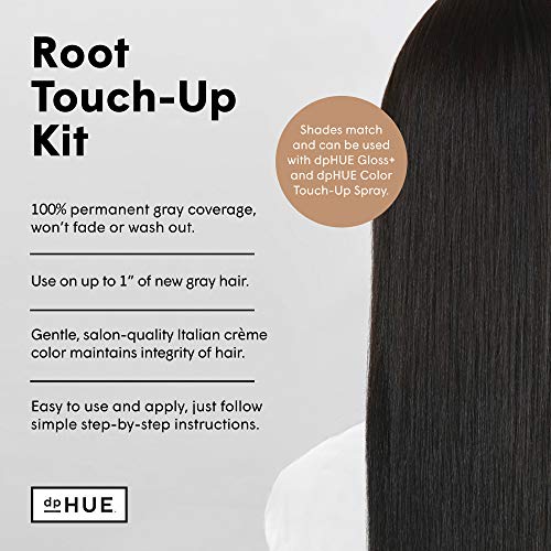 Dphue Root Touch-Up Kit - Black, 2 Applications - Permanent Grey Hair Touch Up & Root Cover Up Solution - Low Ammonia, Salon-Quality Creme Hair Color Made In Italy #TOP2